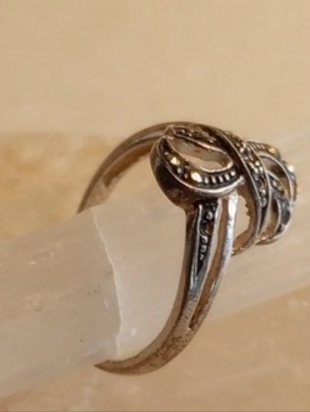RETRO STERLING SILVER MARCASITE STONES COCTAIL RING SIZE 6.5